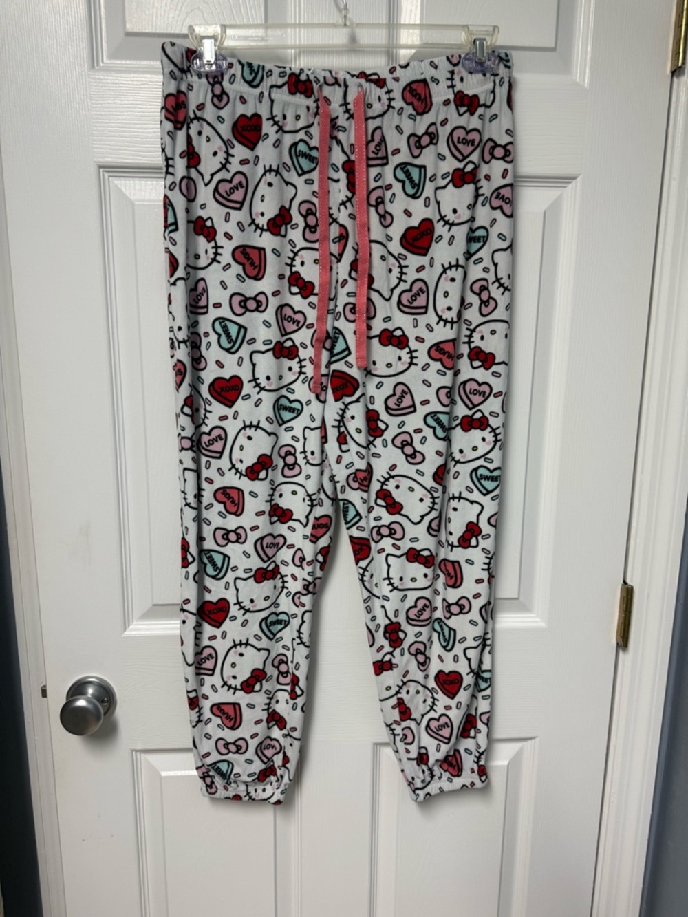 Hello Kitty by Sanrio Valentine's Day lounge pants an allover Hello Kitty